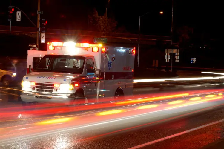 Ambulance Rushes Truck Accident Injury Victim To Hospital