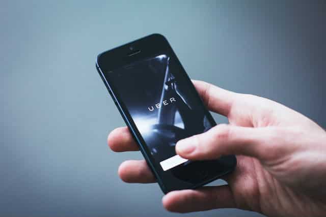 Uber app on smartphone