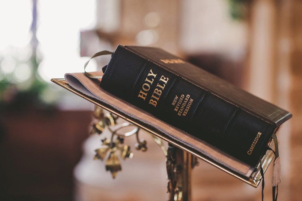 bible on church stand