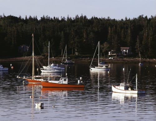 fishing boats in southwest Maine harbor