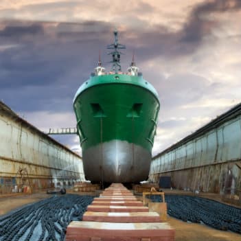 Green Ship At Port