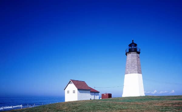 rhode island lighthouse on shore